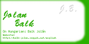 jolan balk business card